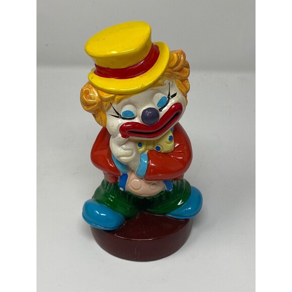 Vintage 7.25" Clown Piggy Bank w/stopper Made in Taiwan Nice! - Picture 1 of 5